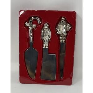 Wallace Silversmiths 3-Piece Silverplated Christmas Cheese Set 1998